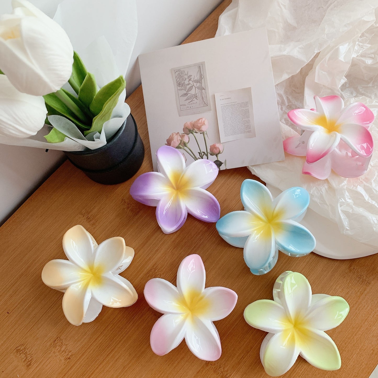 Plumeria Hair Clips
