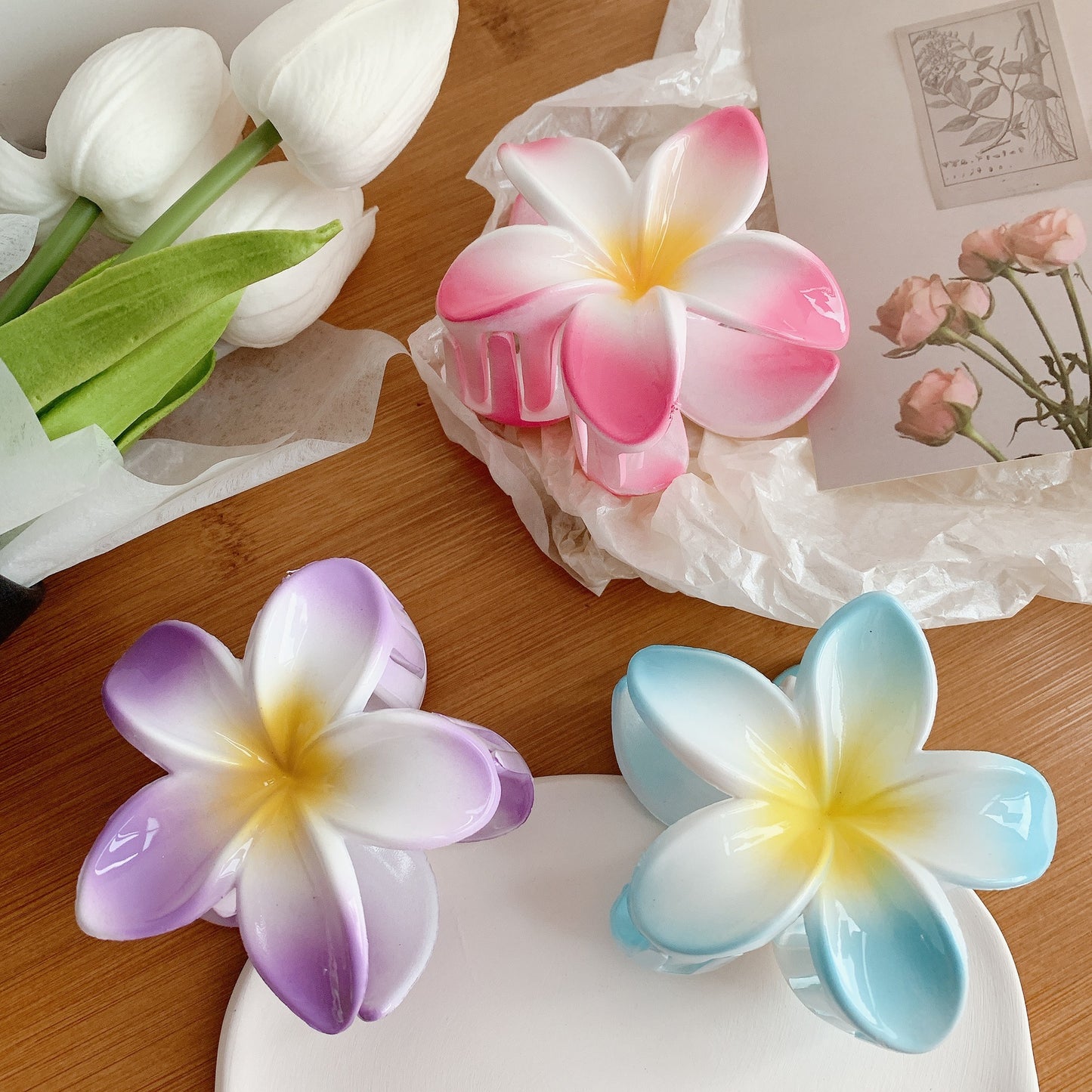 Plumeria Hair Clips